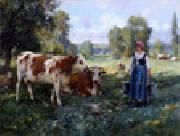 unknow artist Cow and Woman Spain oil painting artist